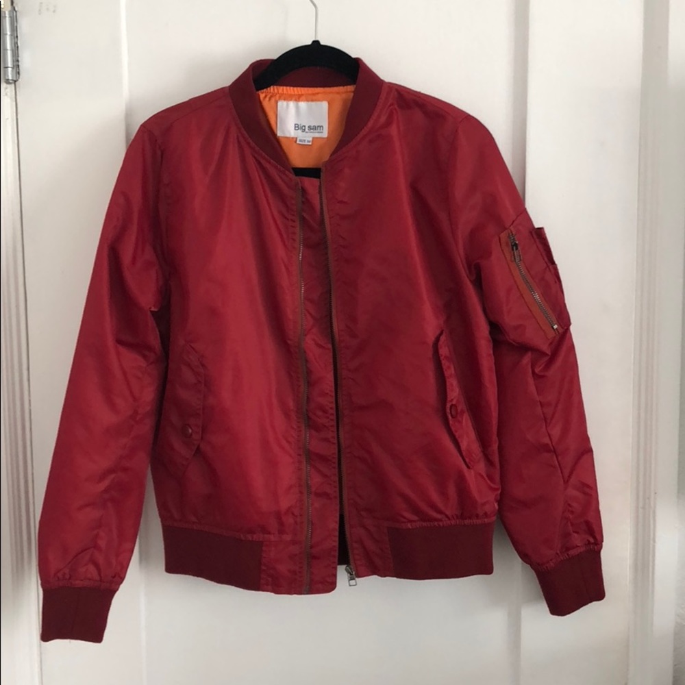 Red bomber jacket